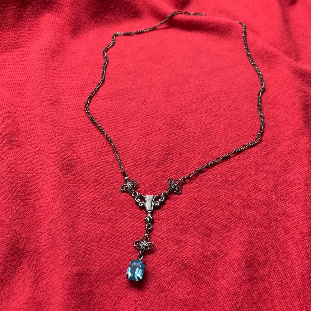 Blue stone statement necklace